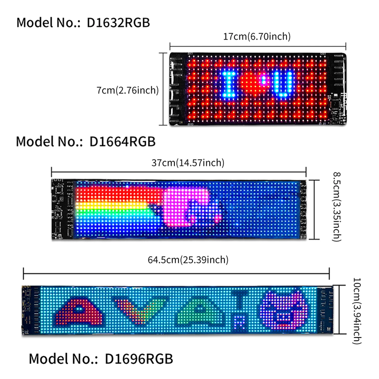 پنل LED منعطف خودرو اسمارت ریموتی سایز بزرگ 12x60 سانت 1696