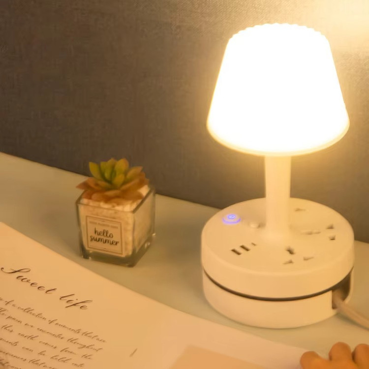 چراغ رومیزی چندمنظوره در رنگهای مشکی، آبی و صورتی