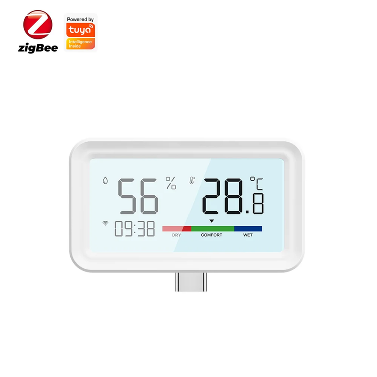 سنسور دما و رطوبت هوشمند زیگبی تویا اسماترول مدل MG‑WSD101 با نمایشگر OLED و بکلایت