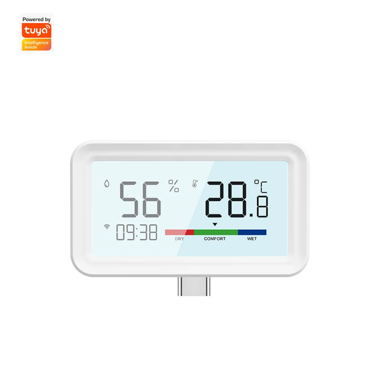 سنسور دما و رطوبت هوشمند وایفای تویا اسماترول مدل MG‑WSD100 با نمایشگر OLED و بکلایت