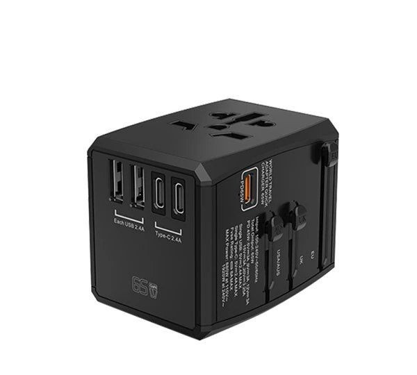 شارژ سریع و تبدیل ۶۵ وات مجهز به ۵ پورت USB و تایپ سی همه کاره مدل Gan 65w