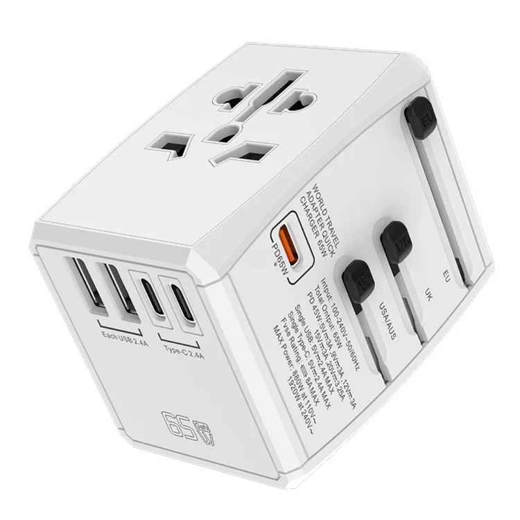 شارژ سریع و تبدیل ۶۵ وات مجهز به ۵ پورت USB و تایپ سی همه کاره مدل Gan 65w