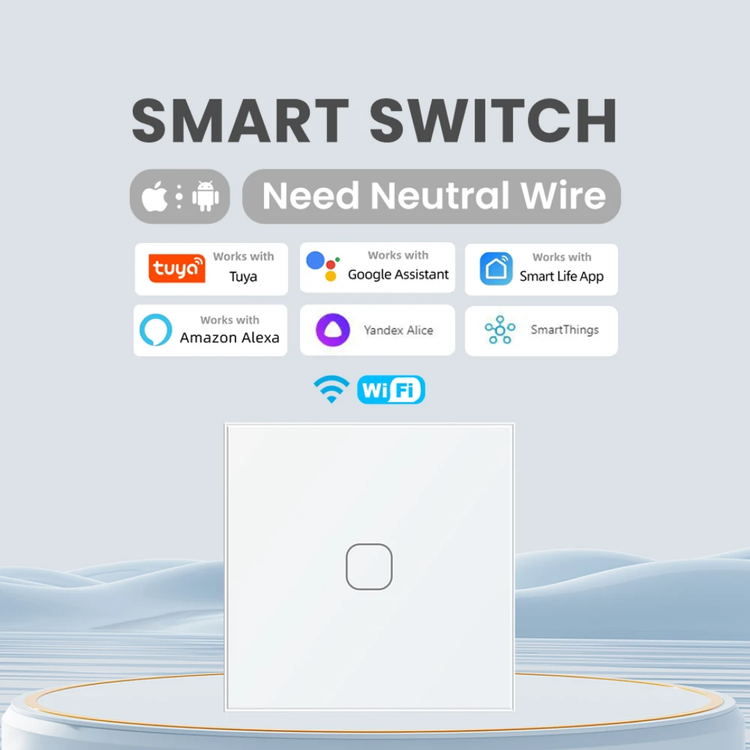 کلید هوشمند لمسی WiFi Tuya مدل شیشهای قابل کنترل از راه دور